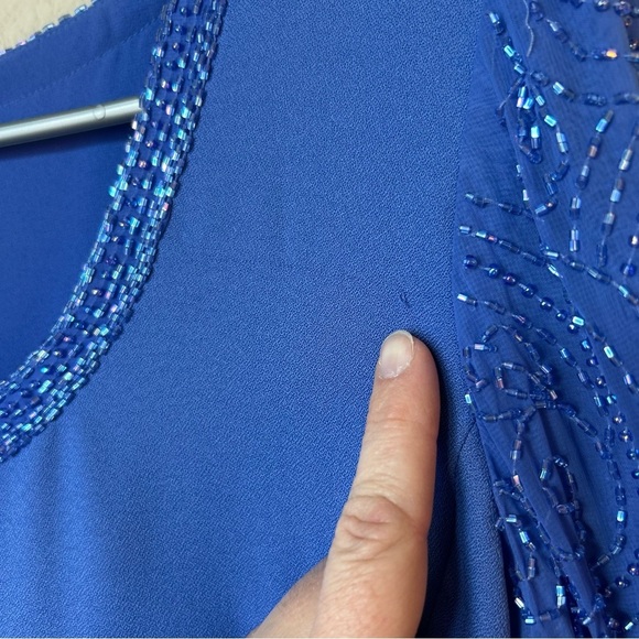 Mother Of The Bride Dress Size Medium Blue Iris Knee Length W Beading Jack Bryan - Picture 5 of 15